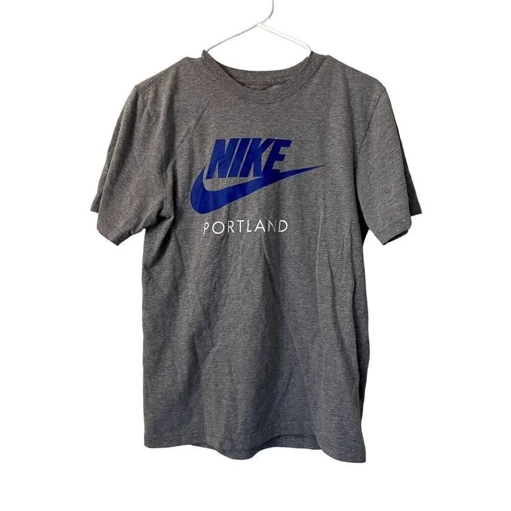 Nike Portland standard fit gray tshirt summer short sleeved w/ logo
